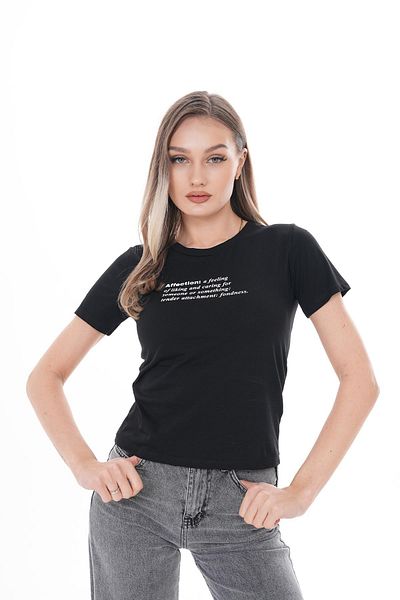 ŞİMAL Tricou de damă cu imprimeu text cu decolteu 250119   -