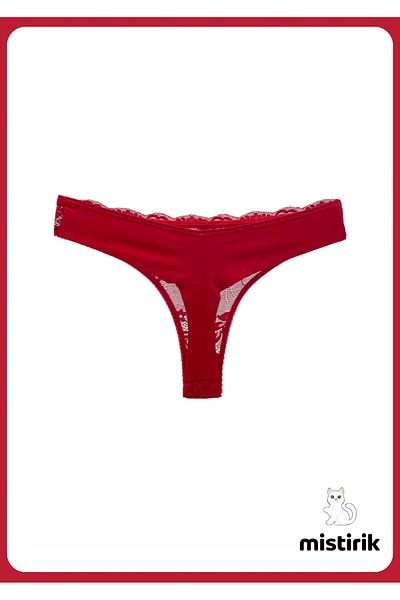 MİSTİRİK Red Masara Model Semi Dantela Chiloți Thong Comozi