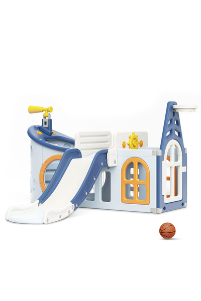 Little Story لعبة لعب الأدوار على شكل منزل قارب مع حلقة كرة سلة وكرة وتخزين أ...