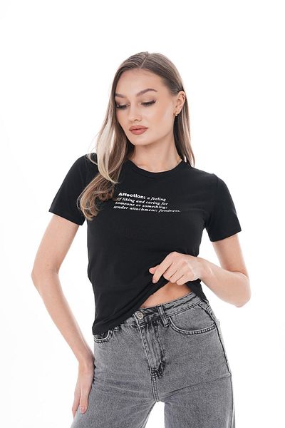 ŞİMAL Tricou de damă cu imprimeu text cu decolteu 250119   -