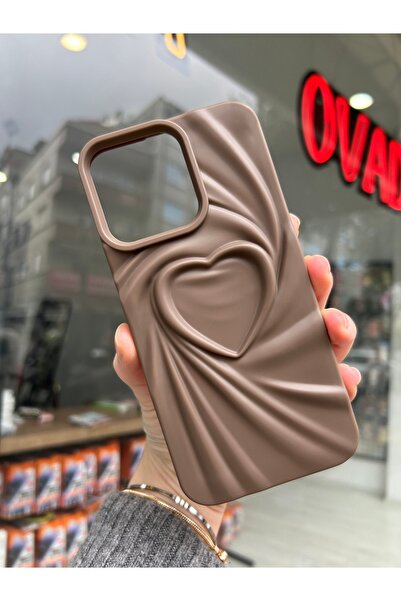 OVADA İphone 14 Pro Uyumlu 3D Kalp Desenli Mat Silikon Kılıf