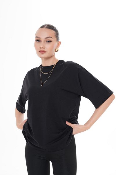 ŞİMAL Tricou supradimensionat pentru damă, cu imprimeu pe spate, cu decolteu rotund 250154   -