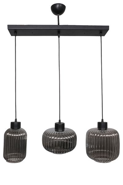 Fer Avize Nergis Modern 3-Piece Chandelier Row Decorative Glass Kitchen Cafe Living Room Indoor