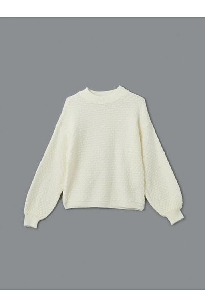 LC Waikiki Lcwaikiki Classic Ecru Crew Neck Self Patterned Women's Knitwear Sweater