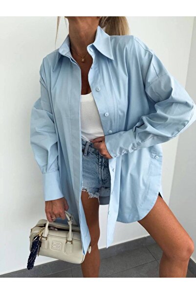 s.t.l - romeo tekstil MAVİ UZUN KOLLU GENİŞ MANŞETLİ YANLARI YIRTMAÇ VE DÜĞME...