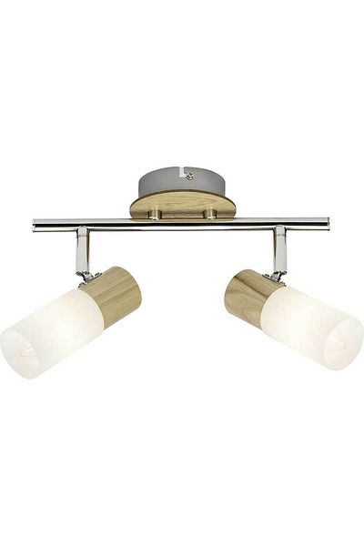 Homelux Babsan Double Spotlight, 2Xe14, 3.5W, Metal/Wood, Brown