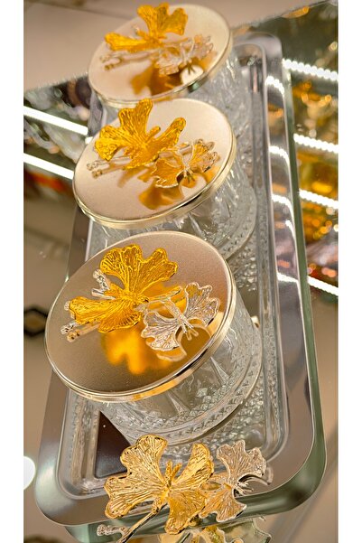 DUKKANI ISTANBUL Butterfly Snack Bowl Set of 3 Elysia with Tray Silver