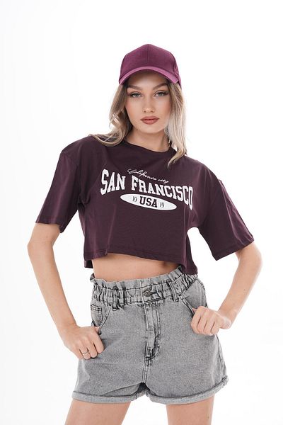 ŞİMAL Tricou casual de damă cu imprimeu text cu decolteu 250123   -