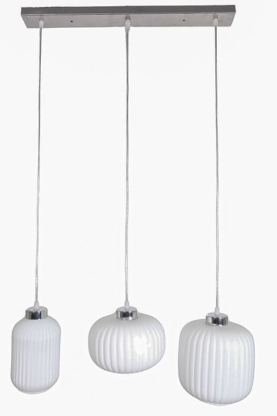 Fer Avize Nergis Modern 3-Piece Chandelier Row Decorative Glass Kitchen Cafe Living Room Indoor