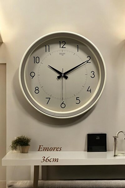 EMORES 36 cm Dekoratif Gerçek Cam Sessiz Mekanizma Duvar Saati