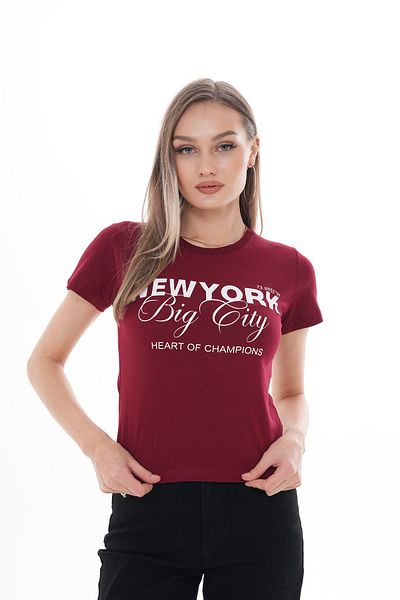 ŞİMAL Tricou de damă cu imprimeu text cu decolteu 250105   -
