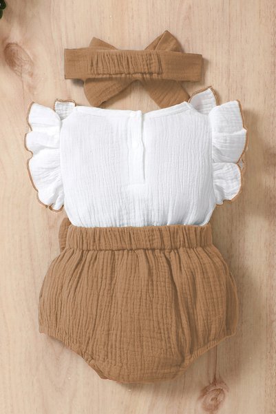bshood X Silk Atlas Baby Girl Ruffled Sleeveless Muslin Cotton Romper