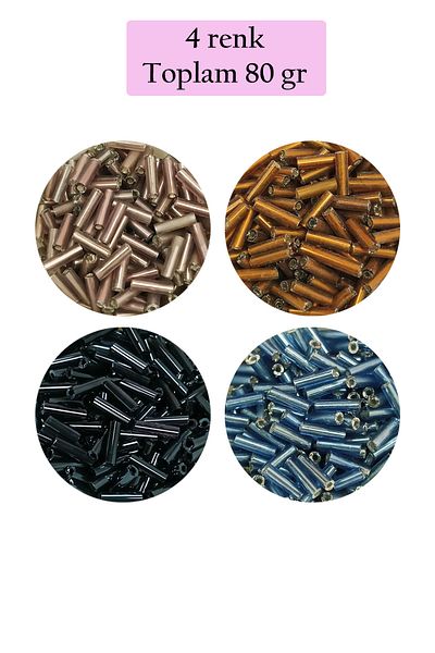 STUMBANNG Long pipe cutting bead diameter 2mm length 10 mm - 4 colors - total 80 grams - bnc426