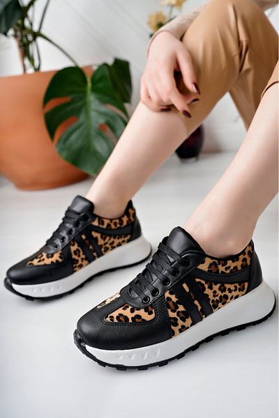 moda sara Pantofi sport de damă Black Leopard