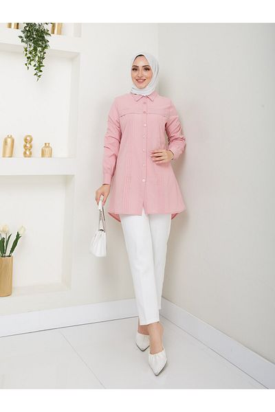 ASMİN Stone Detailed Collar - Summer Tunic Asm218