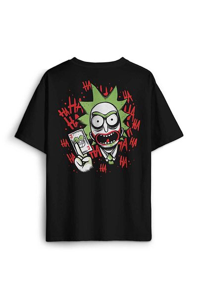 Kendim Seçtim Μαύρο μπλουζάκι υπερμεγέθη Joker Rick TV Series Ταινία πίσω μπροστά με στάμπα Unisex T-shirt