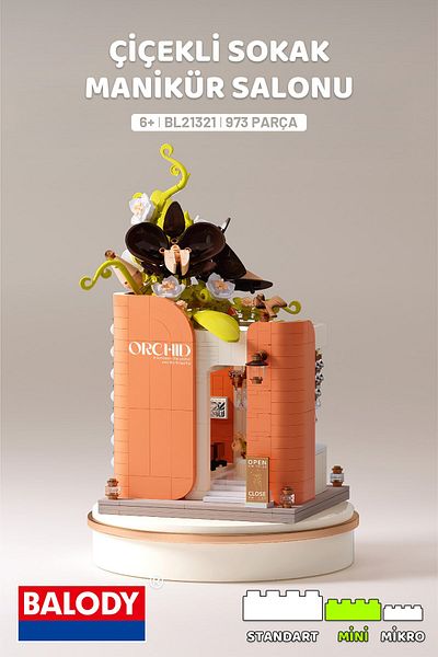 balody Flowery Street Series – Manicure Salon (Bl21321) – Mini Block Building Toys Set