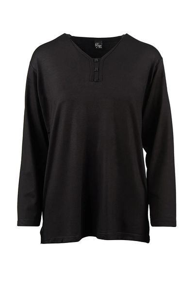 ModaMinar Large Size Combed Cotton V-Neck 3 Button Large Size Mother's Blouse