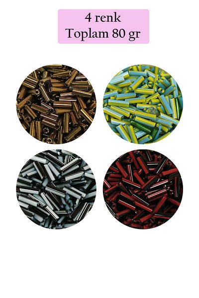 STUMBANNG Long pipe cutting bead diameter 2mm length 10 mm - 4 colors - total 80 grams - bnc432