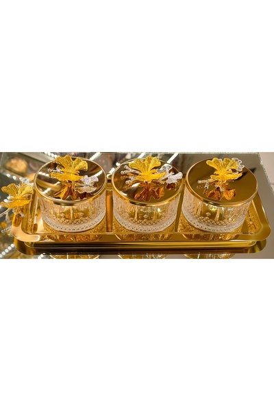DUKKANI ISTANBUL Butterfly Snack Set Set with 3 Trays Gold