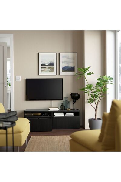 IKEA tv sehpası, venge, 120x42x39 cm, LAPPVIKEN, fren raylı