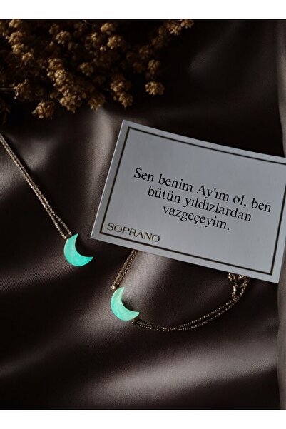 Soprano Silver Gece Parlayan Ay Kolye ve Bileklik Seti 925 Ayar Gümüş