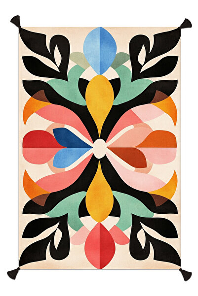 Rugs Modern Halı Bliss Püsküllü Etnik Çiçekli Renkli Dokuma Taban Dekoratif S...