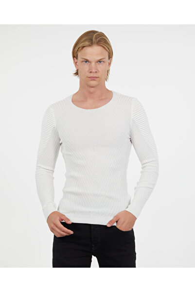 elkumoda Pulover din tricot din bumbac natural, slim fit, fără palule, pulove...