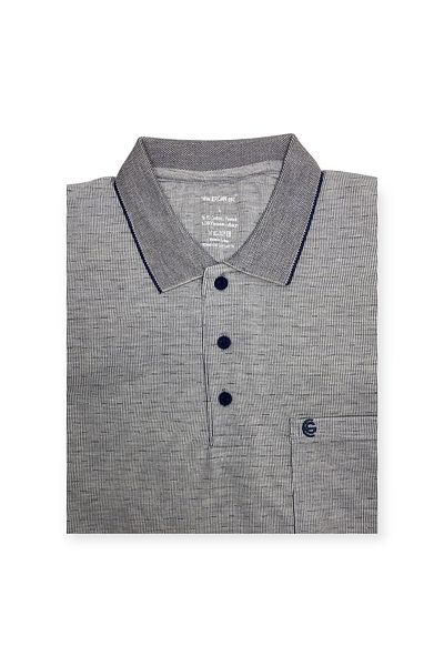 Sadık Collection Ercan Ανδρικό χτενισμένο βαμβακερό ύφασμα μεγάλου μεγέθους με κοντό μανίκι με τσέπη γκρι χρώμα V-4-5