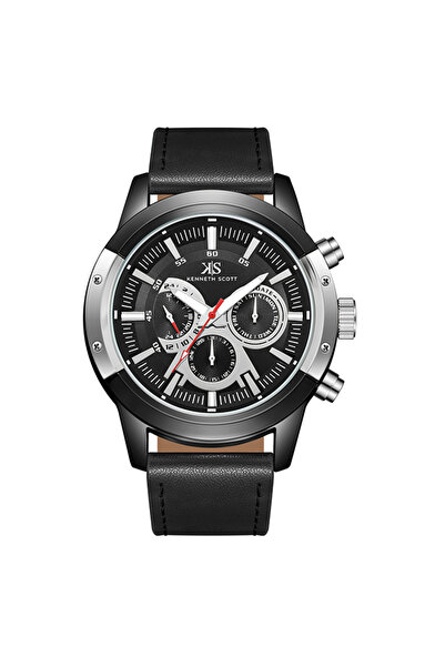 Kenneth Scott Kenneth Scott K24121-BLBB Men Analog Display Watch & Leather  S...