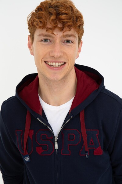 U.S. Polo Assn. Men's Navy Blue Hooded Knitted Cardigan