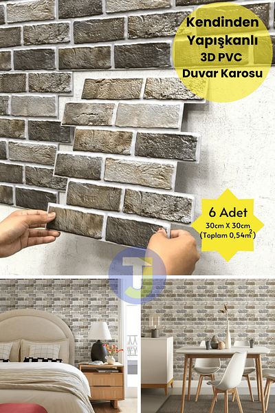 Technojet 30X30cm 3D Ταπετσαρία - Διακόσμηση Αυτοκόλλητης Επικάλυψης, Κουζίνα 6 Συσκευασία 0,54m2