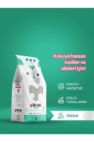 Toi Moi Kokuya Hassas Topaklanan Tozsuz Kokusuz Bentonit Kedi Kumu 5lt