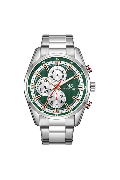 Kenneth Scott Kenneth Scott K24117-SBSH Men Analog Display Watch & Stainless Steel Strap Silver