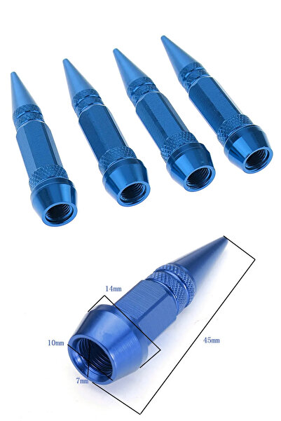 OTODONATIM Oto Araba Sibop Kapağı Seti Metal Sivri 4'lü Set Mavi