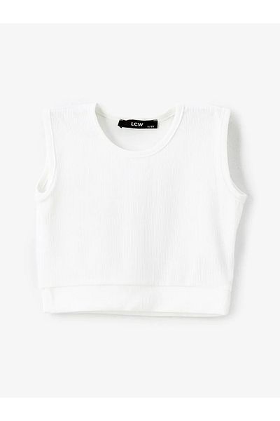 LC Waikiki Lcw Kids White Crew Neck Girls' Undershirt and Shorts Skirt