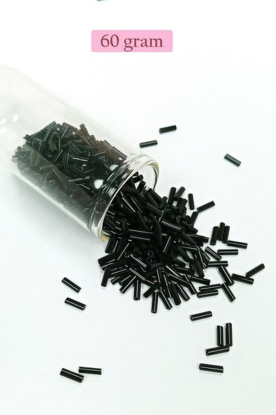 STUMBANNG Long Tube Cutting Beads Diameter 2mm Length 10mm - 60 Grams - Black - Bnc280
