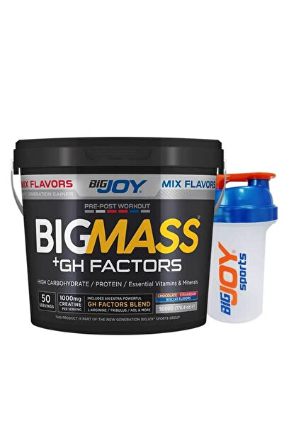Bigjoy Sports Big Mass Gainer Gh Factors Mix Aromalı 5 Kg ( Çikolata, Çilek, Bisküvi ) 50 Servis Karbonhidrat Tozu