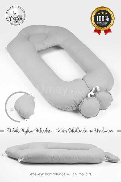 Umaybebek Baby Hugging and Shaping Pillow - 2 in 1, Flat Head, 100% Cotton