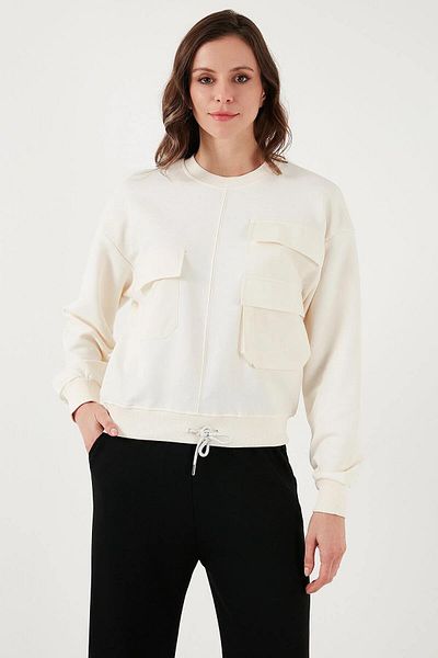 Fashion Friends Cotton Blend Regular Fit Crew Neck Pocket Sweat Sweat 24K0102K1
