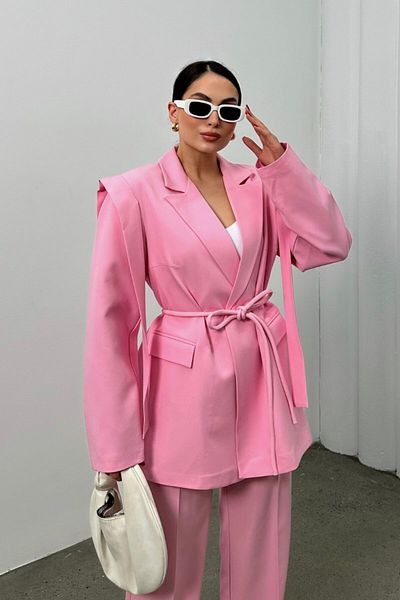 msm fashion Übergroßer Damen-Blazer – mit Gürtel und Schulterdetail