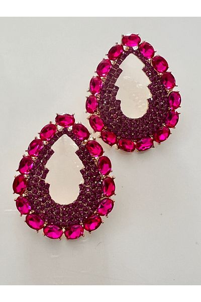 tones official Stone Wedding/Engagement/Henna Night Fuchsia -Pink Earrings
