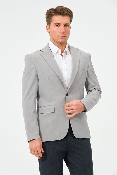 Bonesti Ανδρικό μπουφάν Lycra Blazer Slim Fit ανοιχτό γκρι
