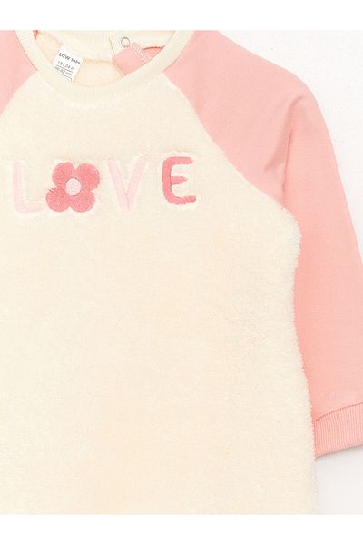 LC Waikiki Lcwk Crew Neck Long Sleeve Plush Baby Girl Romper