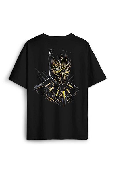Kendim Seçtim Tricou supradimensionat unisex Golden Jaguar Black Panther Movie - Imprimat pe spate în față