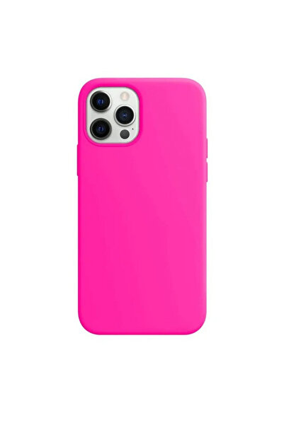 SKCase حافظة إطلاق مخملية متوافقة مع هاتف آيفون 13 بروماكس - وردي نيون