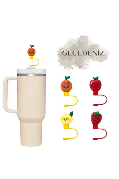 GECEDENİZ Three-Dimensional Fruit Thermos Straw Stopper