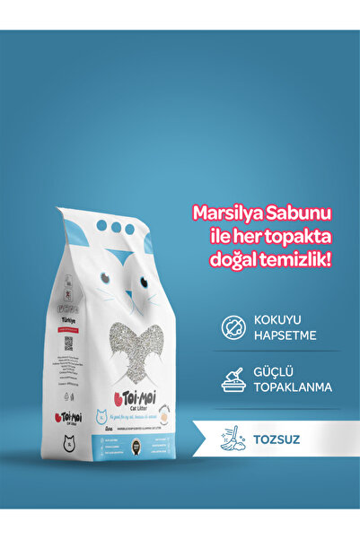 Toi Moi Topaklanan,tozsuz,hijyenik Marsilya Sabunlu Bentonit Kedi Kumu 5lt