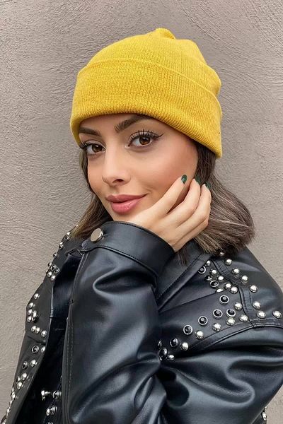 minibuki Yellow Colored Beanie Hat