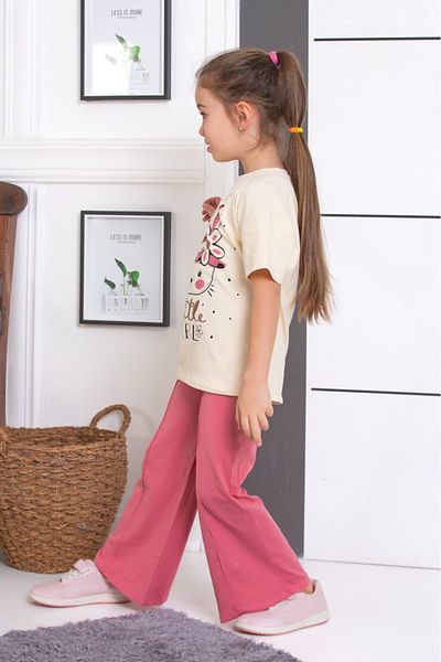 tunays shopping Spanish Leg Leggings Pants Rabbit Buckle Printed Oversize Tshirt Girls' Bottom Top Set